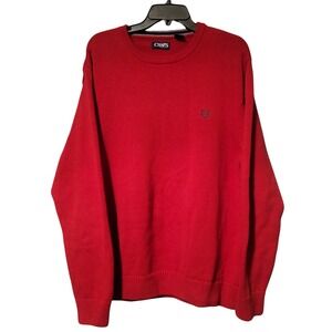 CHAPS Mens Crew Neck‎ Sweater XL Red Cotton Holiday Long Sleeve
